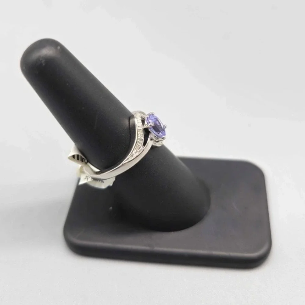.925 SILVER DIAMOND & TANZANITE RING SIZE 7 2.9G (GNH022924)